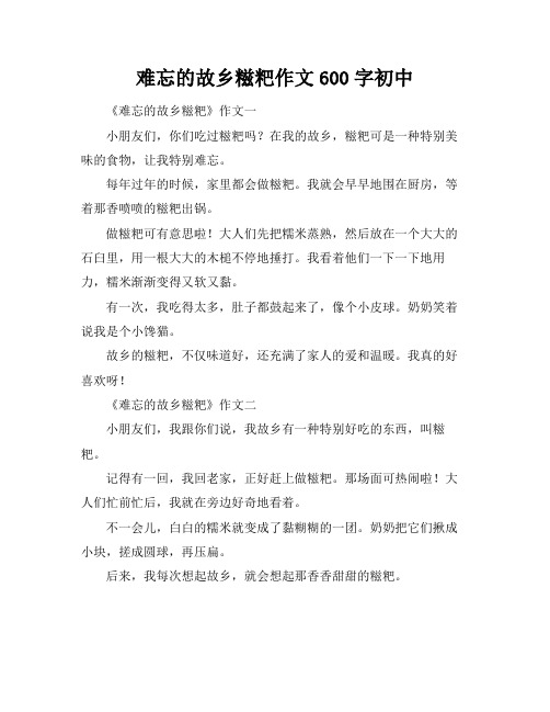 难忘的故乡糍粑作文600字初中