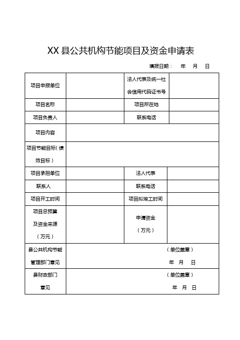县公共机构节能项目及资金申请表【模板】
