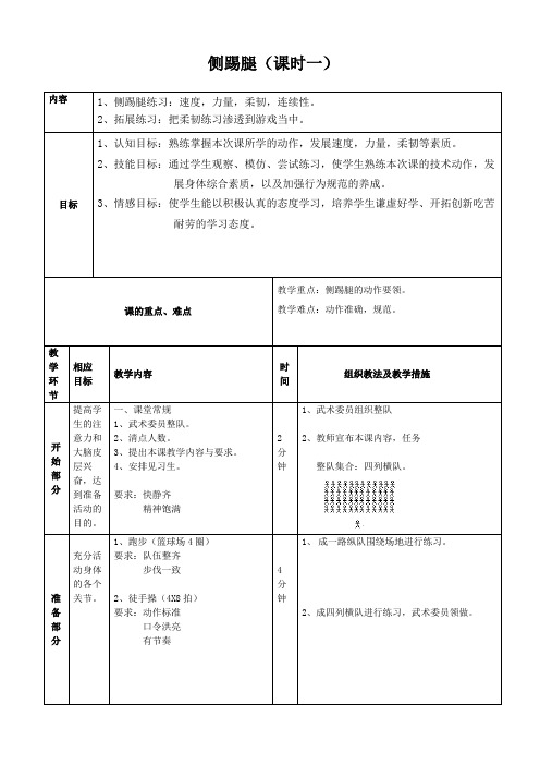 新人教版三至四年级体育下册《体育运动技能 武术 一、武术基本功、基本动作 2.侧踢腿》公开课教案_5