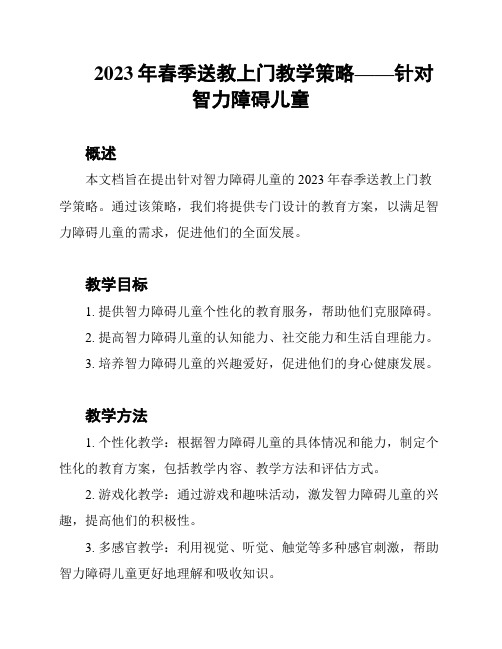 2023年春季送教上门教学策略——针对智力障碍儿童