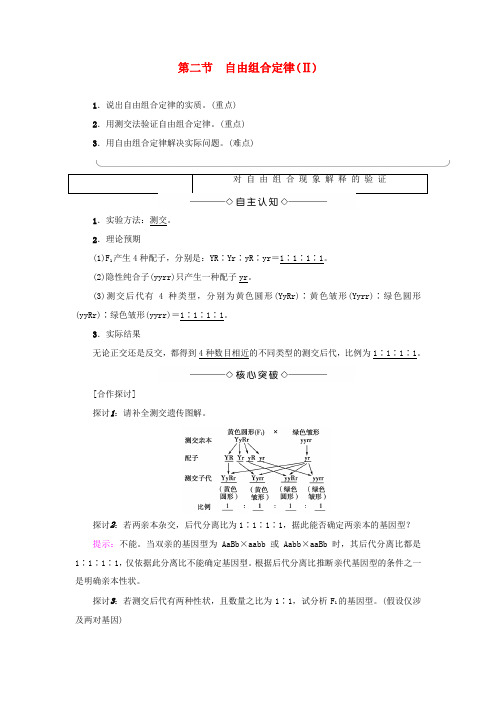 高中生物 第1章 孟德尔定律 第2节 自由组合定律(Ⅱ)学案 浙科版必修2-浙科版高一必修2生物学案