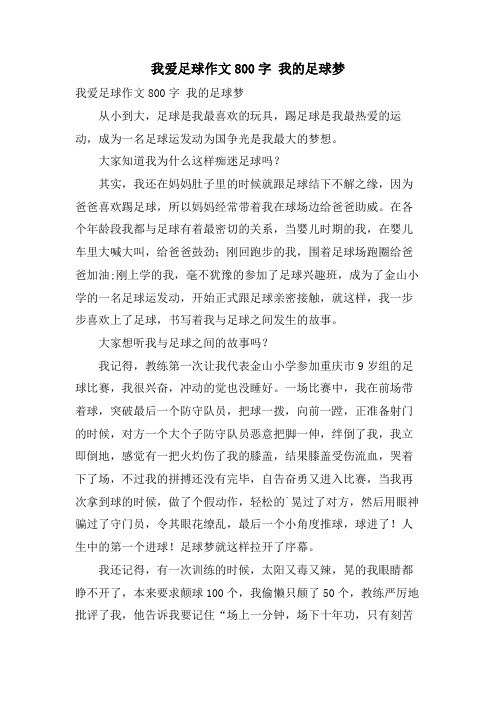 我爱足球作文800字 我的足球梦