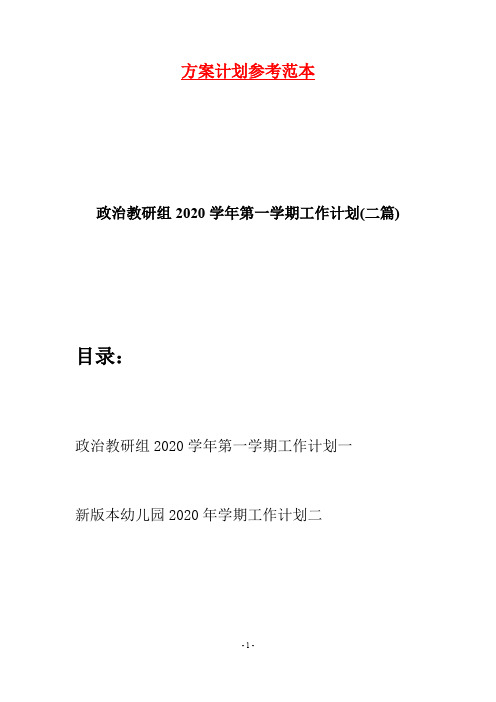 政治教研组2020学年第一学期工作计划(二篇)