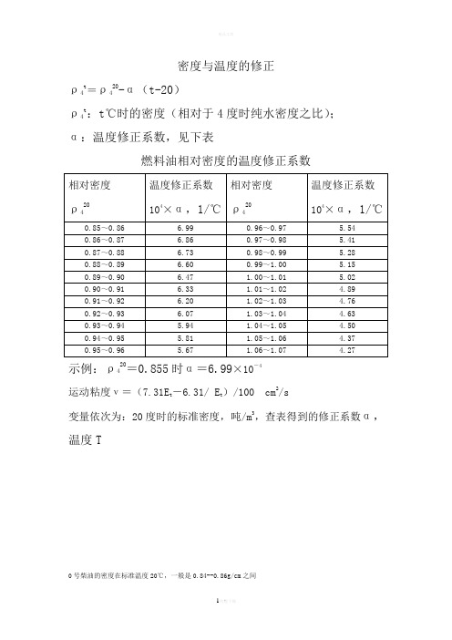 密度与温度的修正