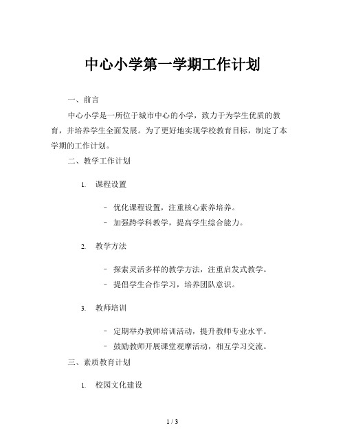 中心小学第一学期工作计划