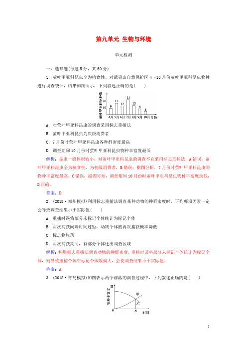 高考生物总复习 第九单元 生物与环境单元检测