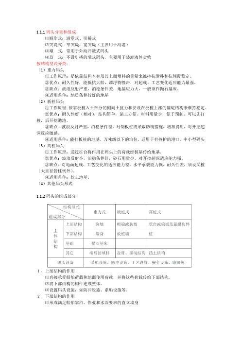 港口水工建筑物期末复习知识点