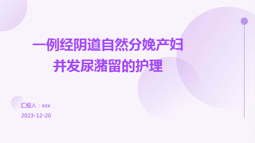 一例经阴道自然分娩产妇并发尿潴留的护理PPT课件