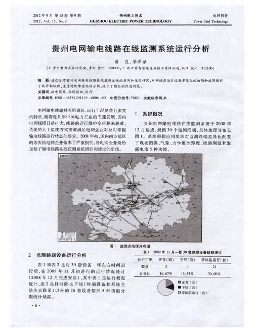 贵州电网输电线路在线监测系统运行分析