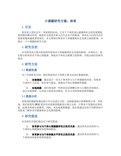 小课题研究方案 体育