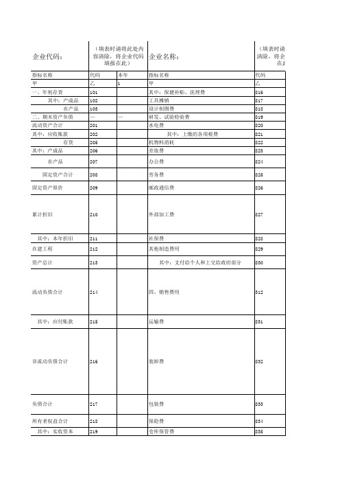 统计年报成本费用表