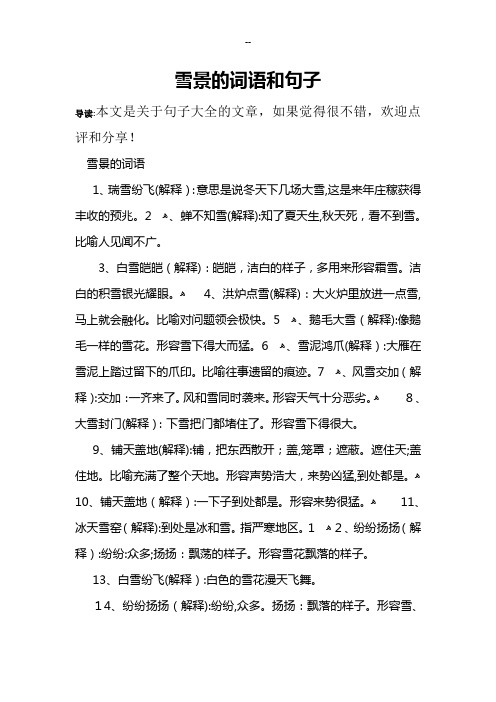 雪景的词语和句子