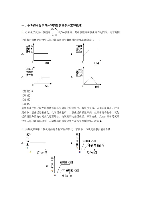 化学气体和固体分离和提纯的专项培优练习题(含答案)附答案解析