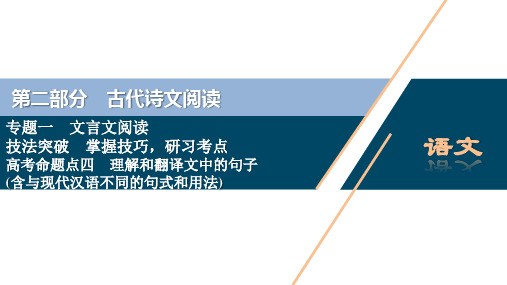 高考语文一轮复习课件：第2部分 1 专题一理解和翻译文中的句子(含与现代汉语不同的句式和用法)