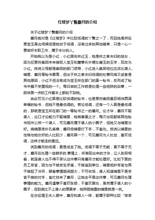 关于红楼梦丫鬟麝月的介绍