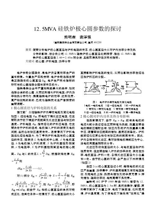 12. 5MVA 硅铁炉极心圆参数的探讨