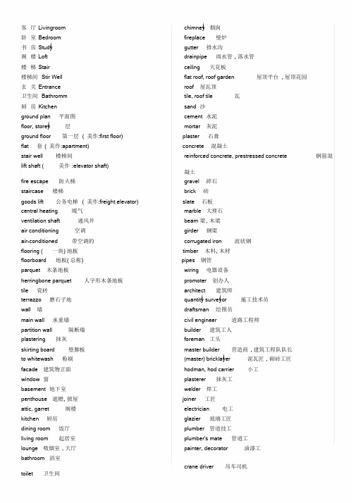 室内设计英语词汇中英文翻译