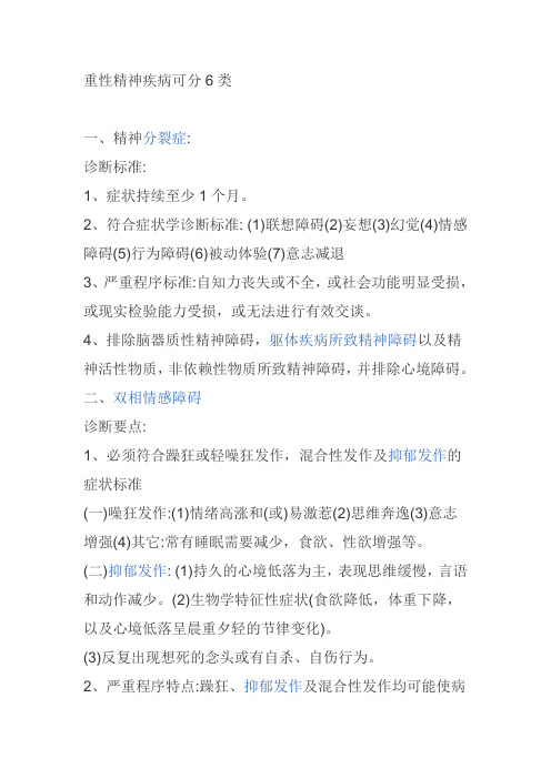 重性精神疾病可分6类