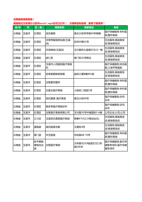 2020新版云南省玉溪市整形工商企业公司商家名录名单黄页联系方式大全15家