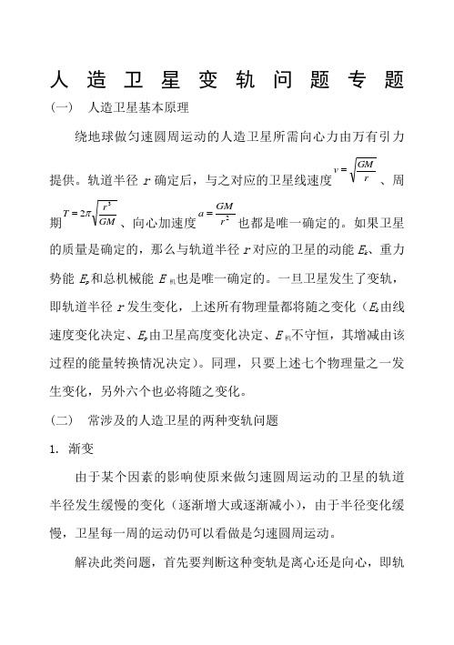 高中物理人造卫星变轨问题专题