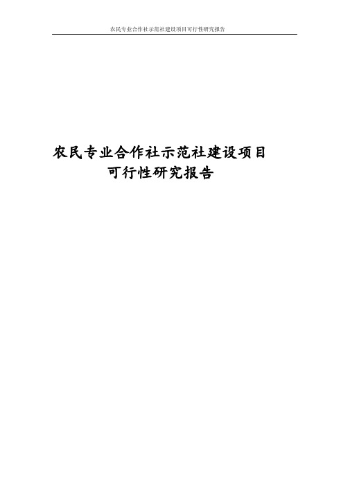 最新版农民专业合作社示范社建设项目可行性研究报告