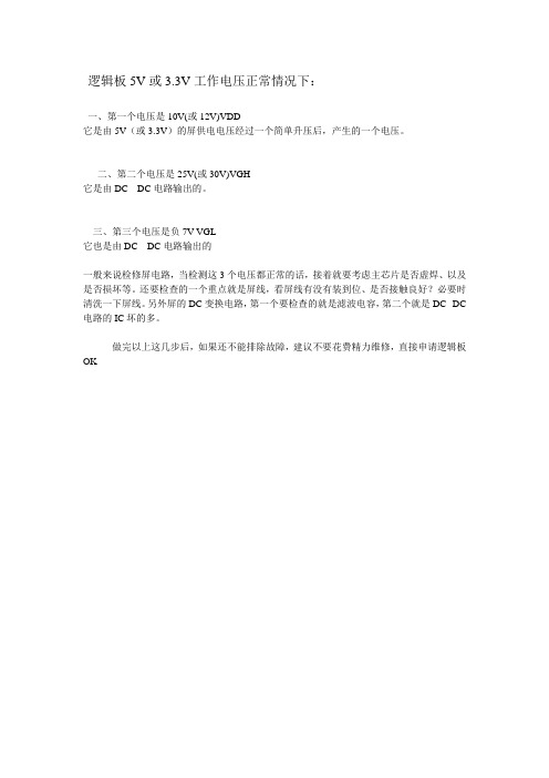 逻辑板白屏故障维修要点