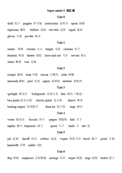 (Superminds)词汇表(知识清单)剑桥新思维英语第五册