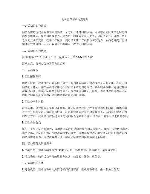 公司团员活动方案策划