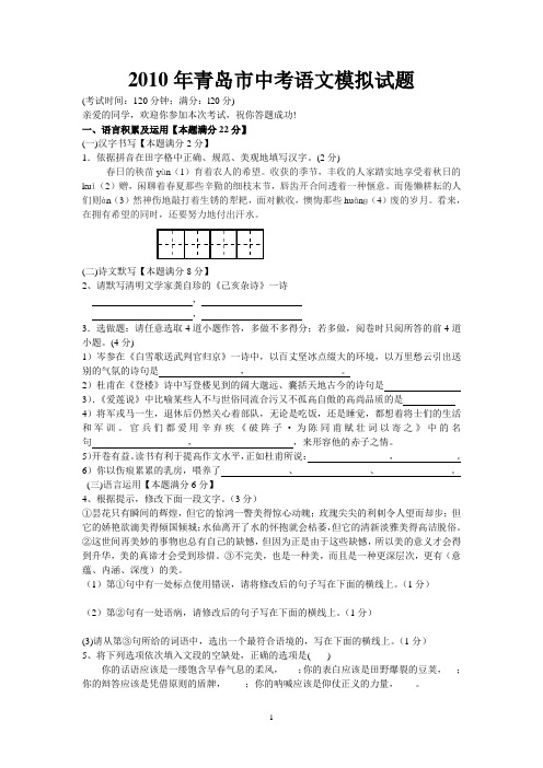 2010年青岛市中考语文模拟试题.doc1