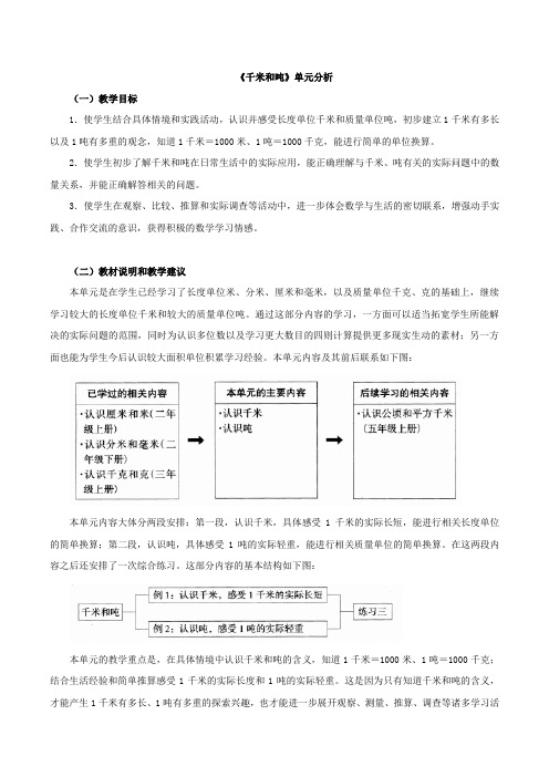 苏教三下数学：《千米和吨》单元分析(新版)