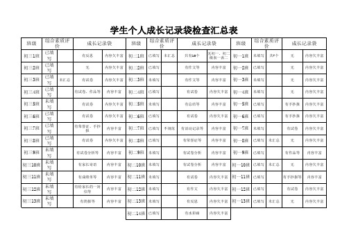 学生个人成长记录汇总表