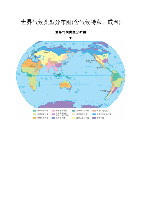 世界气候类型分布图(含气候特点、成因)