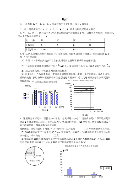 2012年统计与概率及参考答案