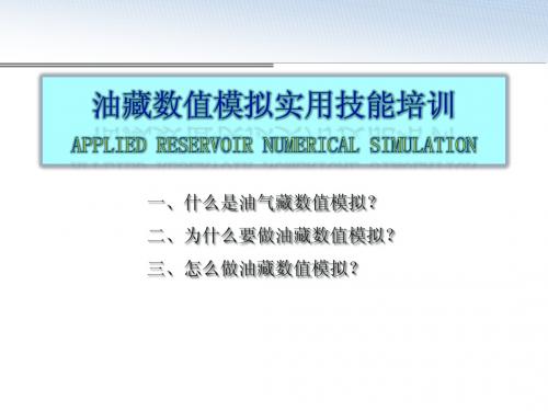 油藏数值模拟实用技能培训