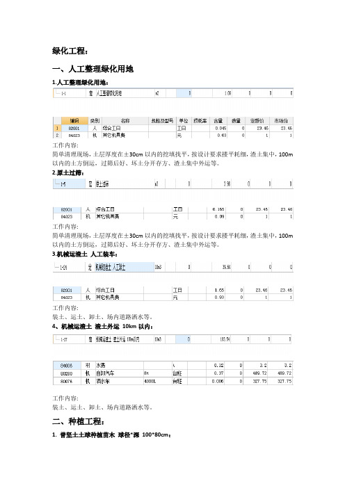 园林绿化常用定额解释