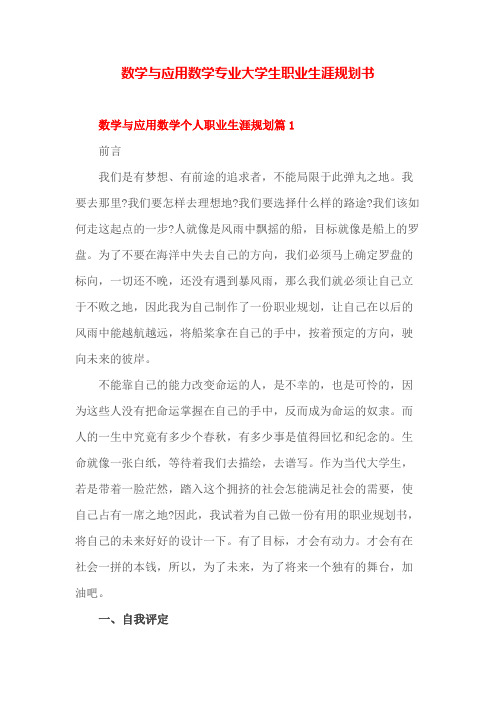 数学与应用数学专业大学生职业生涯规划书