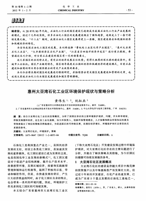 惠州大亚湾石化工业区环境保护现状与策略分析