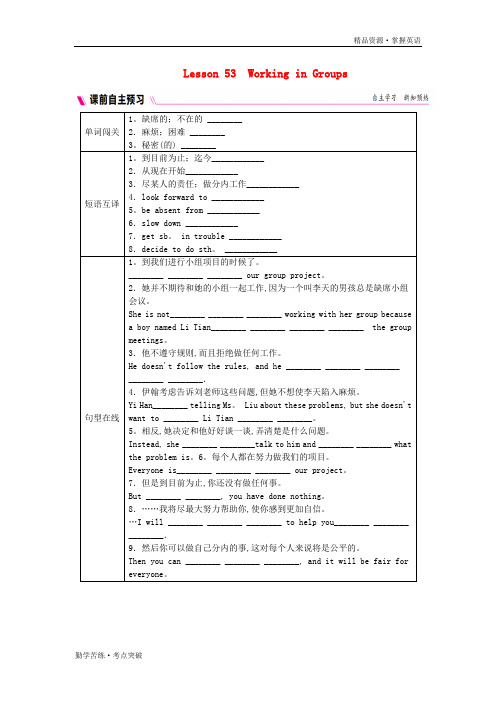 2019-2020九年级英语下册Unit9CommunicationLesson53WorkinginGroups练习新版[冀教版]