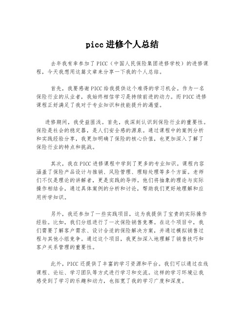 picc进修个人总结