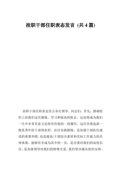 挂职干部任职表态发言 (共4篇)