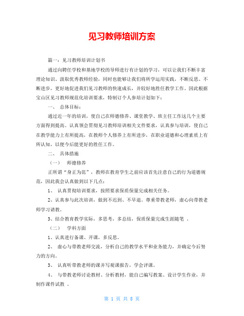 见习教师培训方案