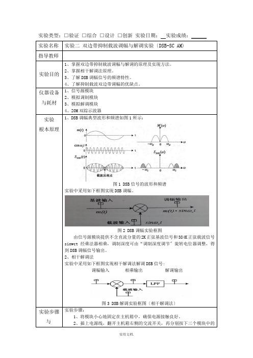 双边带抑制载波调幅与解调实验