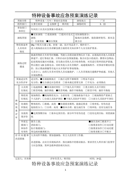 特种设备应急预案演练记录