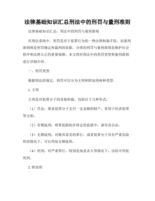 法律基础知识汇总刑法中的刑罚与量刑准则