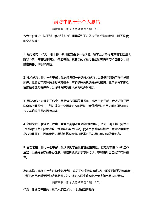 消防中队干部个人总结3篇