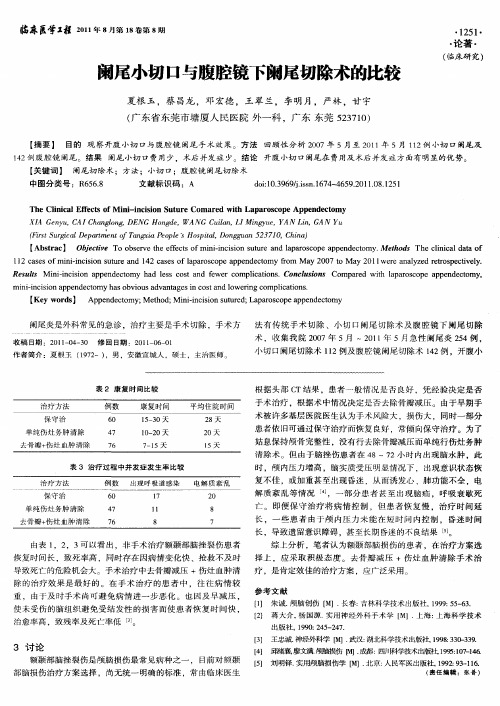 阑尾小切口与腹腔镜下阑尾切除术的比较