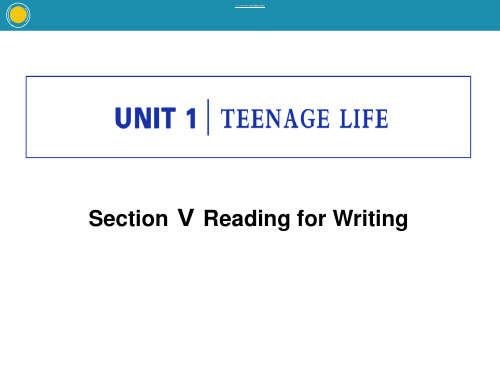 《Teenage Life》Reading for Writing PPT课件[优秀课件]