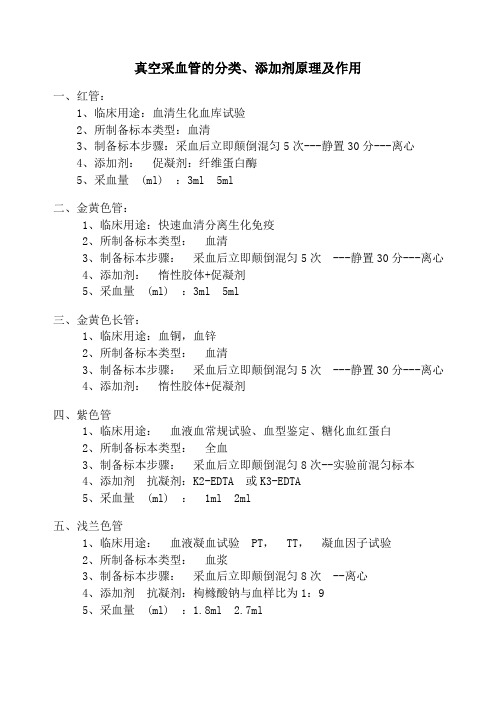 真空采血管的分类、添加剂原理及作用