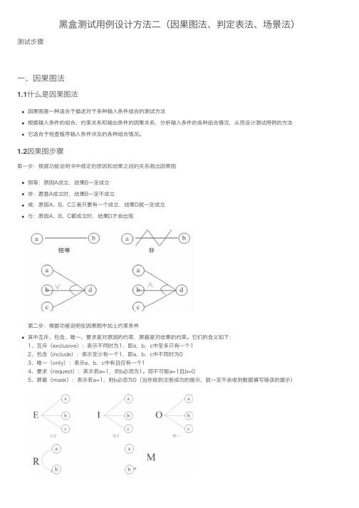 黑盒测试用例设计方法二（因果图法、判定表法、场景法）