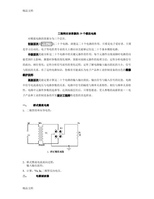 电子工程师必须掌握的20种模拟电路说课讲解